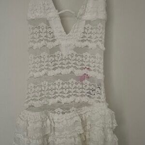 White Lace Ruffle Halter short outfit for Girls.